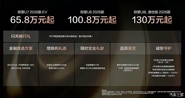 2026款仰望U8正式上市 售100.8万元起 易四方性能迎来升级